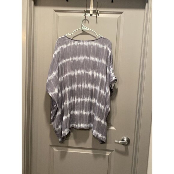 Cotton Bleu Tie-Dye Oversized Top Large Grey Blue Lightweight - Picture 4 of 5